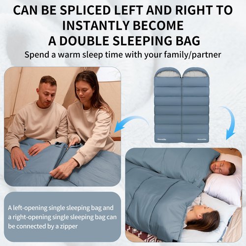 Naturehike Cold Weather Heated Sleeping Bags, Sleeping Bag with Blanket&Cape, Removable Electric Sleeping Bag Liner, USB Heating Pad for Backpacking, Camping, Home&Outdoors, Adults&Kids, BE400 Left