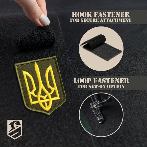 Bluyellow 3Pcs Ukraine Patch Set, Ukraine Coat of Arms Shield, Trident, Tryzub, Hook & Loop Embroidered Tactical Morale Patches for Tactical Vest, Backpack, Jacket, Ukrainian Patches, 2.4x3 Inches