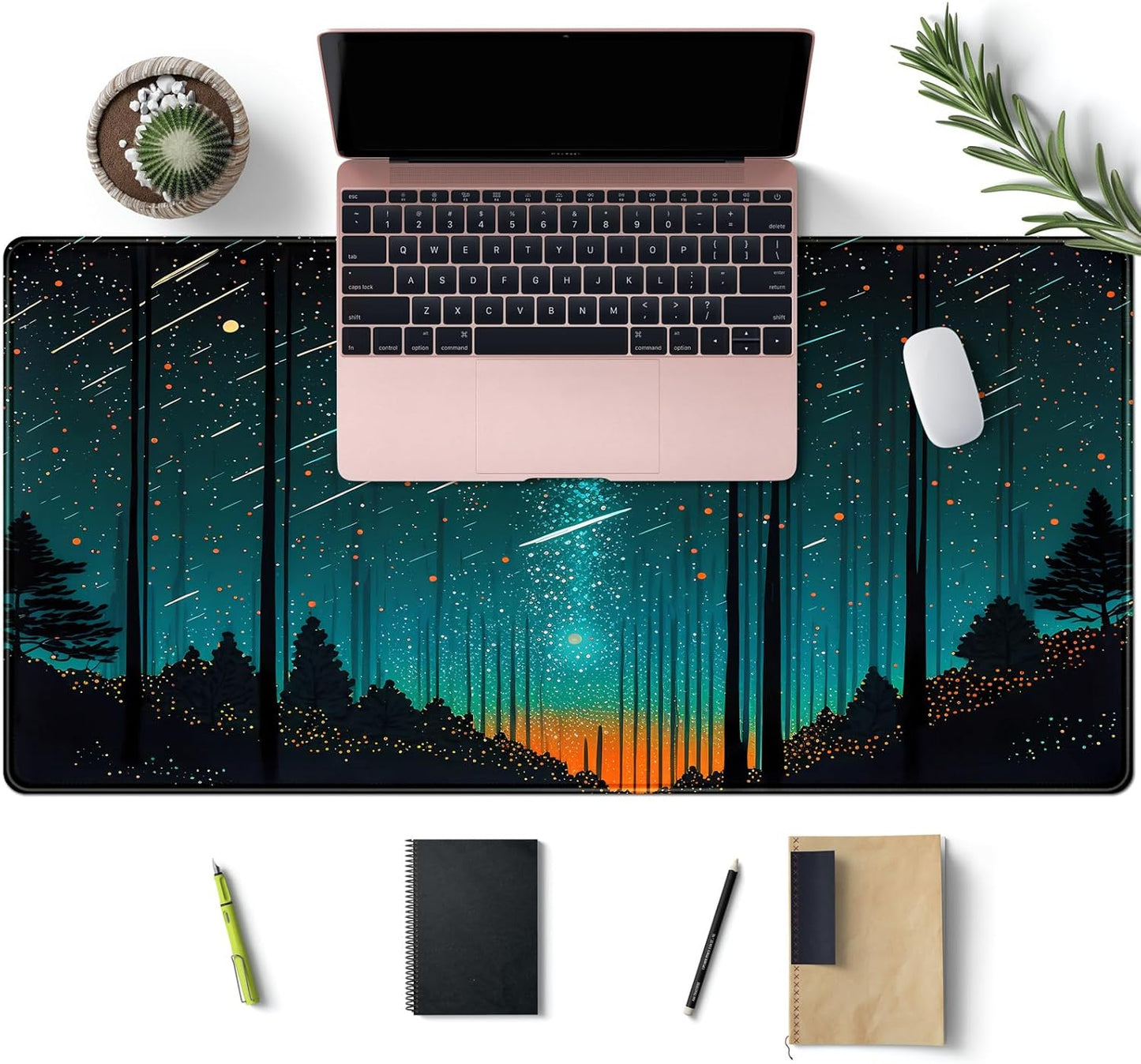 Japanese Desk Mat Riverside Full Moon Desk Pad Black Red Large Mouse Pad Gaming Mousepad Extended XXL Keyboard Pad 31.5 x 15.7 in Laptop Computer Mouse Keyboard Mat for Office Desk Decor