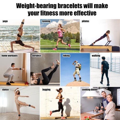 Beyoung Wrist and Ankle Weights for Women Men, Adjustable Workout Weights Set of 2 (1lb Each), Silicone Wrist Perfect for Gym, Yoga, Hiking, Aerobics, Movement (Black)