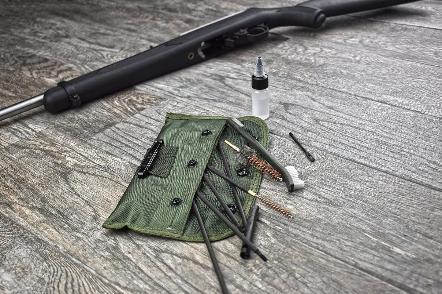 SE 10-Piece Rifle-Gun Cleaning Kit - Includes Brass Brushes, Rod Extenders, and Canvas Storage Pouch - GC16M