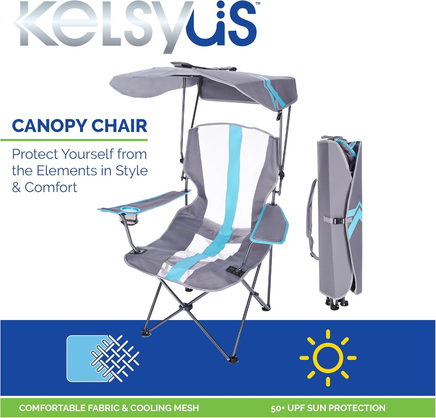 Foldable Canopy Chair for Camping & Tailgating - Kelsyus Grey/Red Outdoor Chair