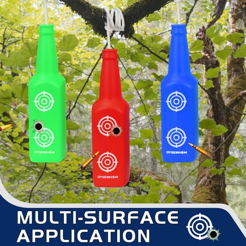 OYSERHOM OPS Reactive Shooting Targets Shatterproof Plastic Bottle for Small Caliber, Indoor and Outdoor Range Shooting Targets, Bright Colors with Hanging Rope, Target Practice, 6 Pack