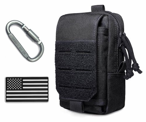 Molle Pouches for Men Tactical Belt Pouch EDC Utility Phone Bag for Backpack Plate Carrier Vest Duty Belt Accessories Gear Organizer Small Pouch (US-Black)