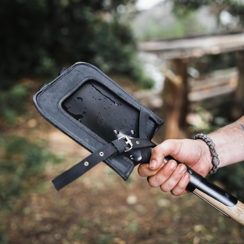Boker Plus® Shovel M1874 - German Field Spade with Wooden Handle - Army Short Spade Based on Historic Pioneer Spade - Short Outdoor Shovel with Bag for bushcraft, Camping and Survival Equipment