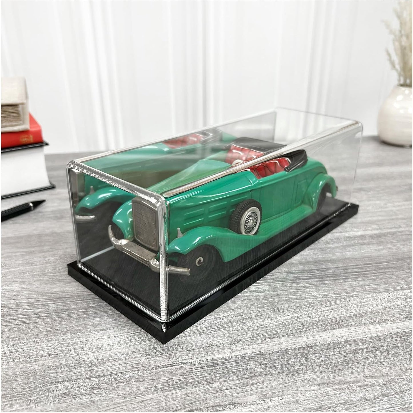 Plymor Clear Acrylic Display Case with Hardwood Base, 9" W x 3.5" D x 3" H