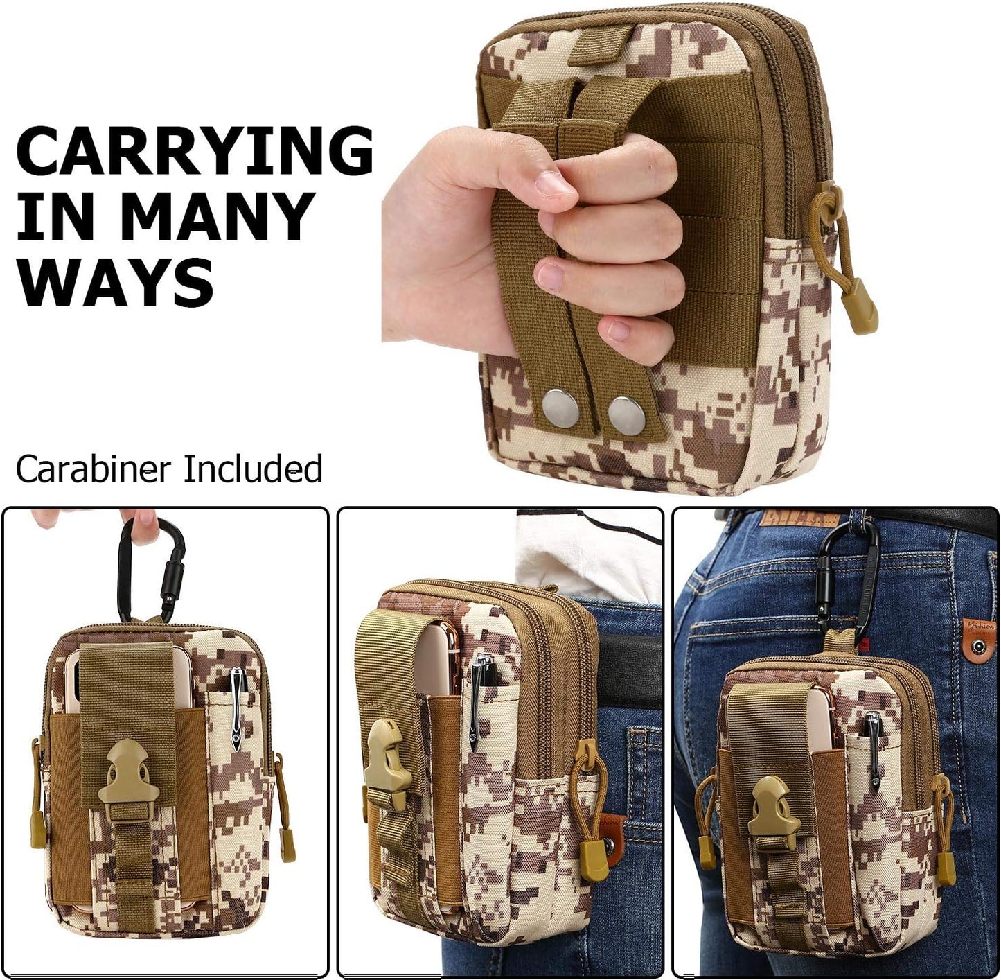 Tactical Waist Pouch EDC Molle Waist Bag Belt Phone Pouch Holster Purse Carrying Pouch for Smartphone, Tools