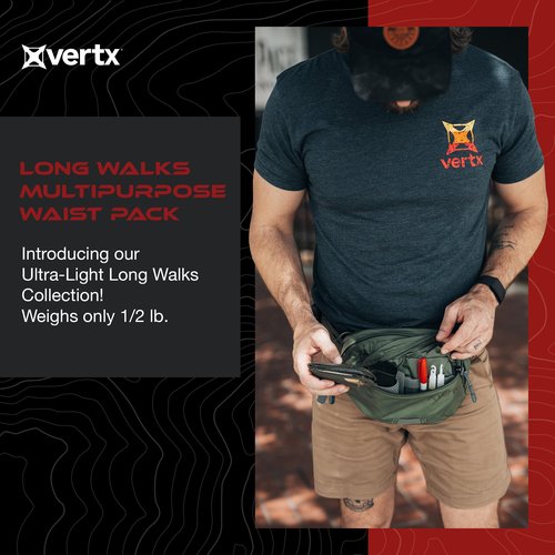 Vertx Long Walks MP 2L Tactical Waist Fanny Pack Concealed Carry Gear Bag for Travel, CCW, EDC, Work, Hiking, Outdoor, It's Almost Black