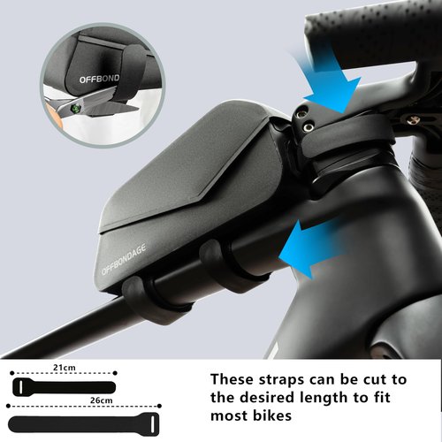 OFFBONDAGE Top Tube Bike Frame Bag Magnetic Switch Waterproof Bikepacking Bicycle Storage Bag for Gravel Road Bike (Black)