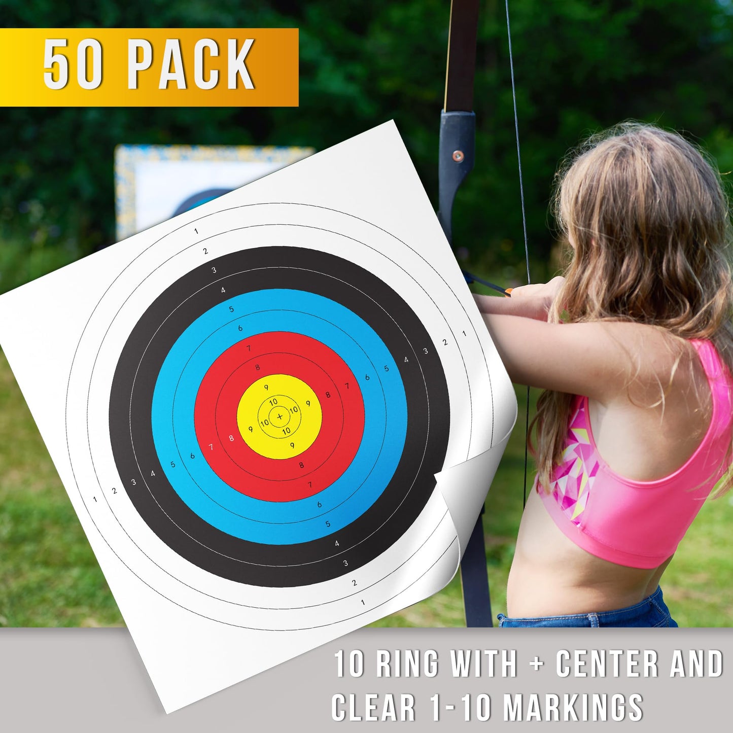 30 Pack Archery Target Paper - Standard 40x40CM 10-Ring, 18-Meter Indoor Archery Target Face with Arrow Puller & Pins, Archery Accessories for Bow Hunting & Shooting Precision Practice Yummuely