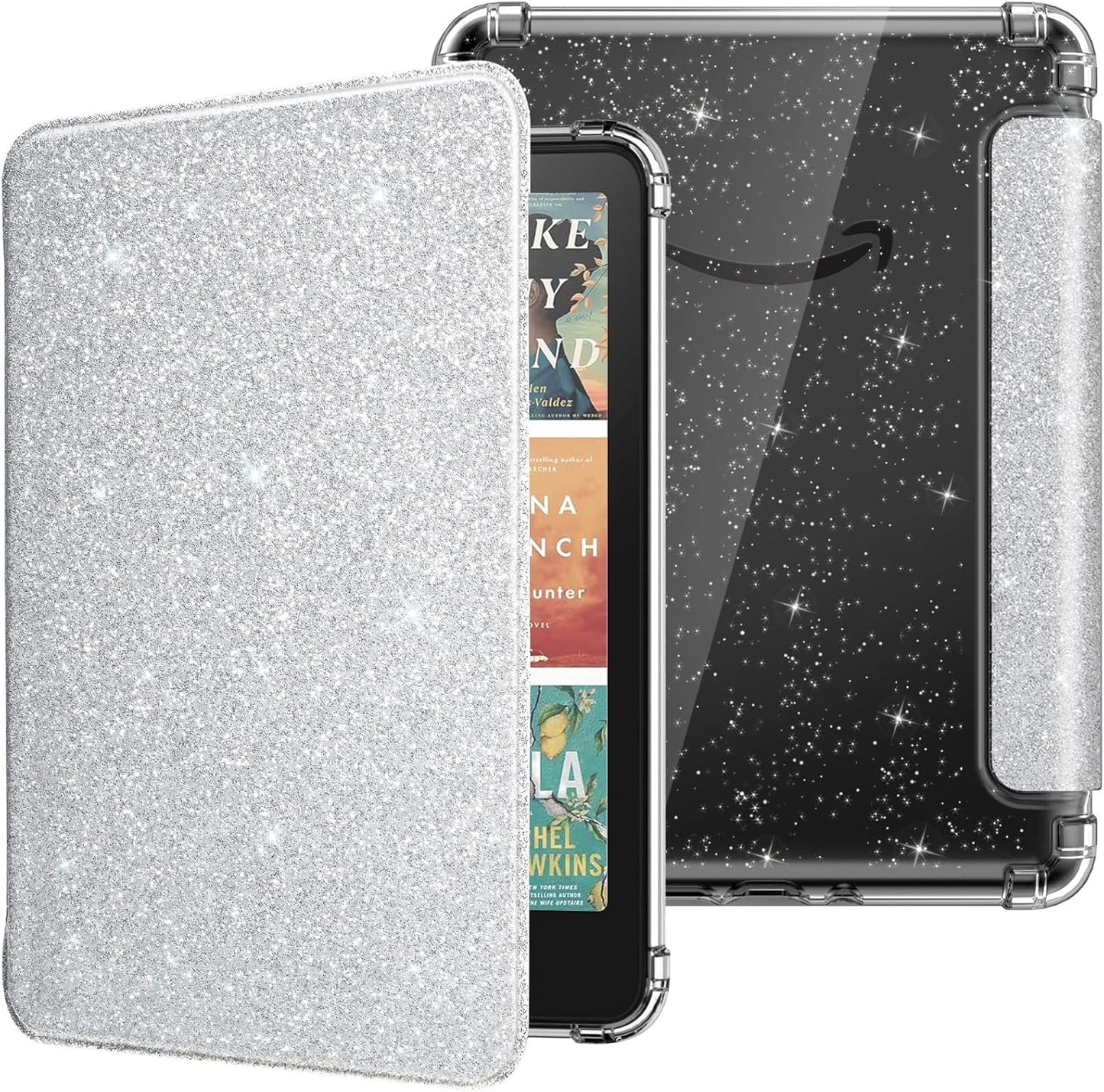 MoKo Case for All-New 7" Kindle Paperwhite 2024 12th Gen&Kindle Colorsoft Signature Edition 2024,Ultra Clear Soft Flexible Glitter TPU Back Cover Light Shell with Auto Wake/Sleep, Glitter Purple