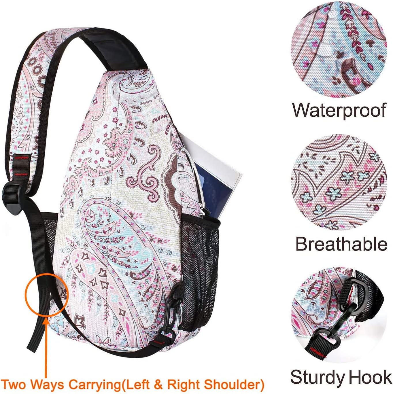 MOSISO Sling Backpack,Travel Hiking Daypack Pattern Rope Crossbody Shoulder Bag, National Style
