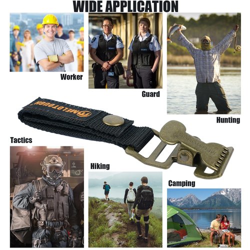 MELOTOUGH Tactical Glove Clips for Work Glove Holder Strap with Metal Alligator Clip for Construction (Black 2pcs)