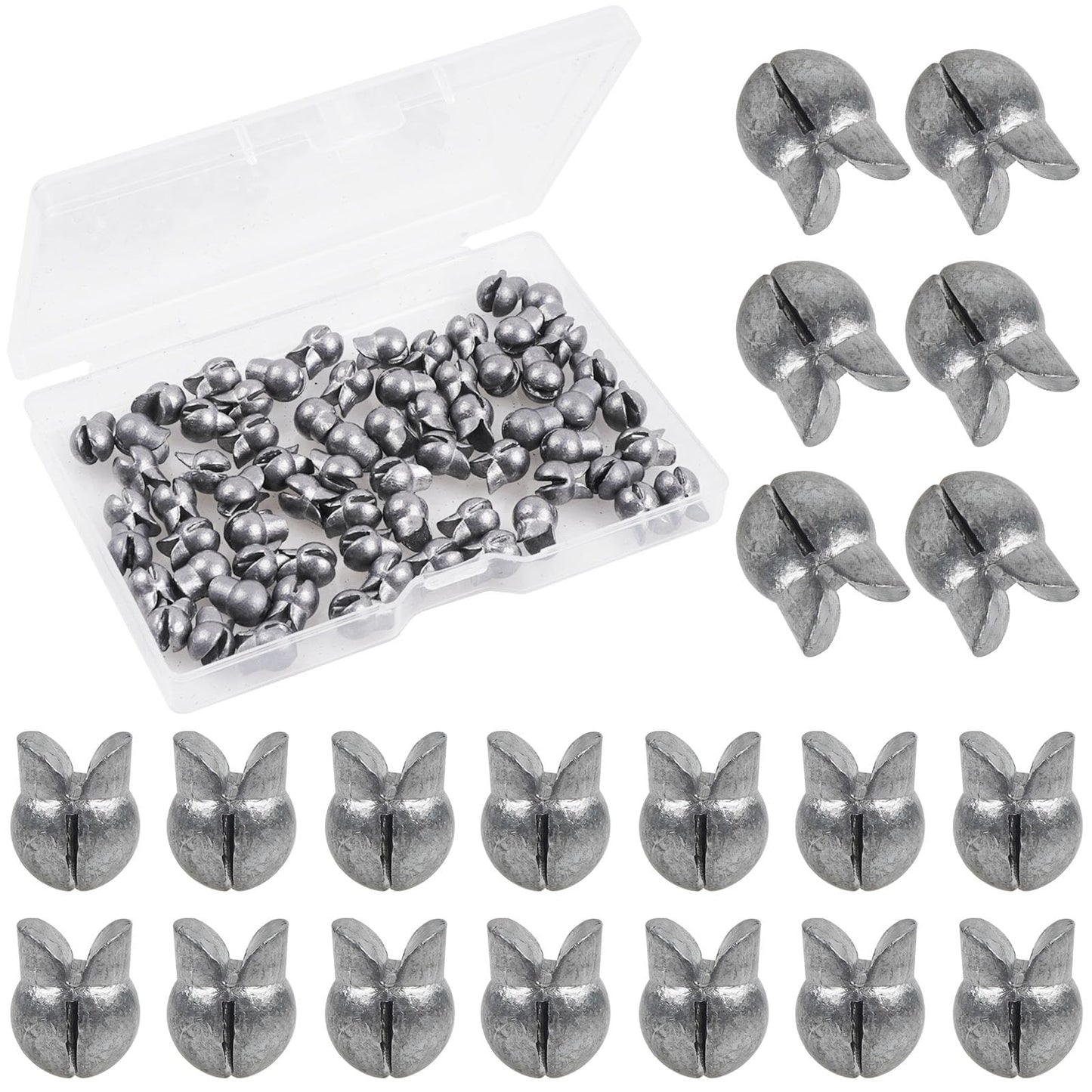 Fishing Weights 100pcs Lead Split Shot Fishing Sinkers Clip on Removable Fishing Line Weight Round Egg Sinker Bass Fishing Freshwater (3g-100pcs)