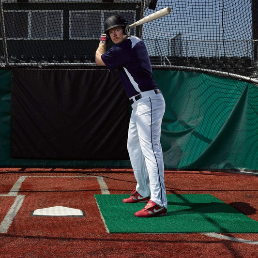 On Deck Sports 3' x 7' Indoor/Outdoor Baseball Softball Green Batting and Hitting Mat Pro - Green