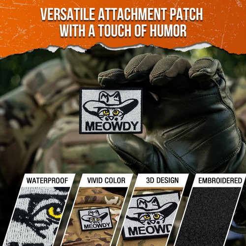 backtime Meowdy Embroidered Patch, Tactical Military Morale Patch with Hook Fastener Backing, Funny Applique Humor Patch for Backpacks, Bag, Uniforms, Jeans, Jackets, Vests, Hats, Helmet