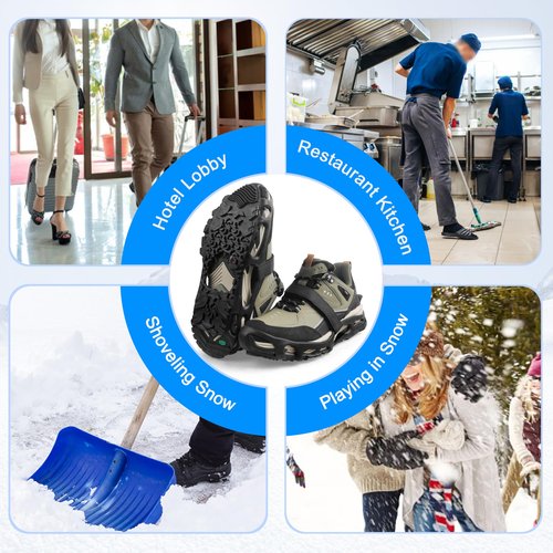 Spikeless Ice Cleats Snow Traction Crampons Slip On Spikeless Footwear Traction Devices One-Piece Easily Attaches Over Shoe/Boot for Transitioning Between Indoor/Outdoor(Small-Medium)