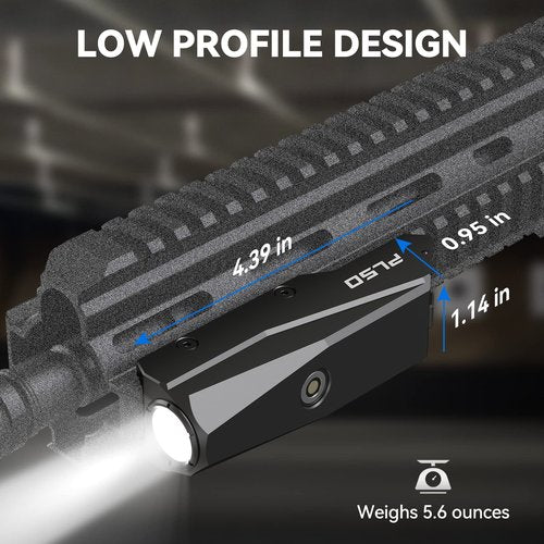 VOTATU PL50 Tactical Flashlight for Rifle - 1450 Lumens Weapon Light Compatible with Picatinny Rail, Magnetic USB Rechargeable, High/Low Modes