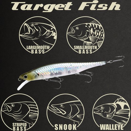 LUCKY CRAFT Lightning Pointer 110SP Fishing Lures, 4-1/2” Suspending Jerkbait Bass Lure, 6ft Depth Hard Bait, Freshwater Trout Lures, Premium Fishing Gear, 272 MS Ghost Minnow