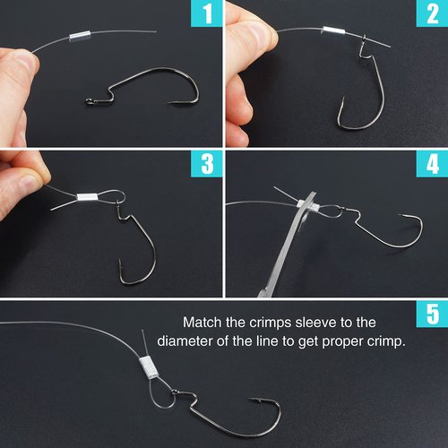 SILANON Fishing Aluminum Crimp Sleeves Kit, 500pcs Single Barrel Crimp Sleeves Oval Crimping Loop Sleeve Assortment Fishing Line Tube Connector Wire Leader Rigging Tackle for Wire Rope Cable