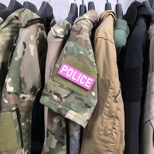 uuKen PVC Police Patch Small 4x1.4 inches Pink Background for Tactical Vest Bags Backpacks Hat Cap (Pink Background)