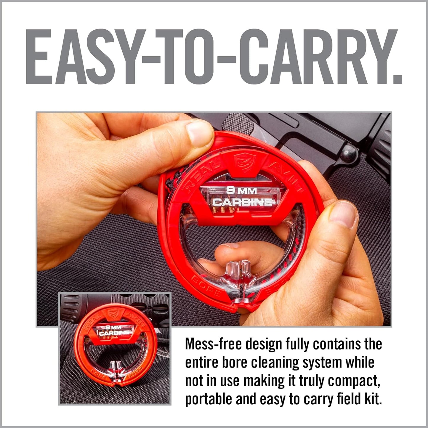 Real Avid Bore Boss Gun Cleaning System - Rapid Pull Through Barrel & Bore Cleaning Cable with Integrated Brush & Mop - Choose Style Below
