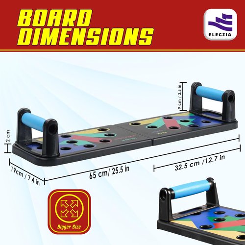 ELEGZIA Push Up Board | Pushup Fitness Stand | Foldable Push Up Board for Men & Women | 9-in-1 Multifunctional Exercise Board | Strength Training Home Workout System | Perfect Pushup board