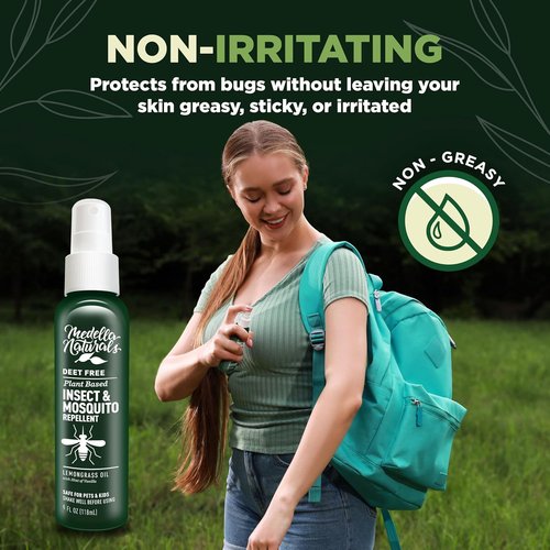 Deet-Free Insect & Mosquito Repellent Pack of 2 (4 oz) – Nice Smelling Insect Repellent with Lemongrass Oil Safe for Pets and Kids – Bug Spray Against Mosquitoes, Gnats, Black Flies, and No-See-ums