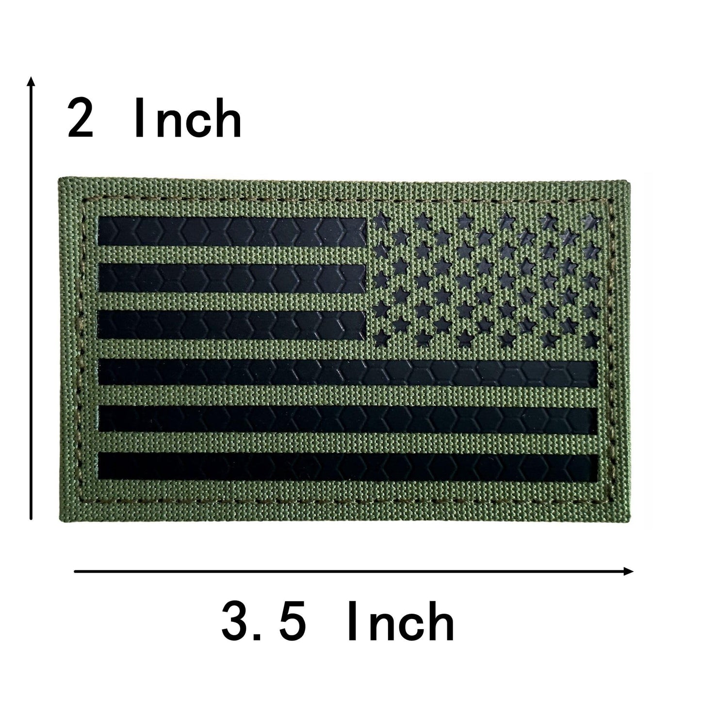 2x3.5 Infrared IR US USA American Flag Patch Tactical Vest Patch Hook-Fastener Backing (OD Green-Reversed)
