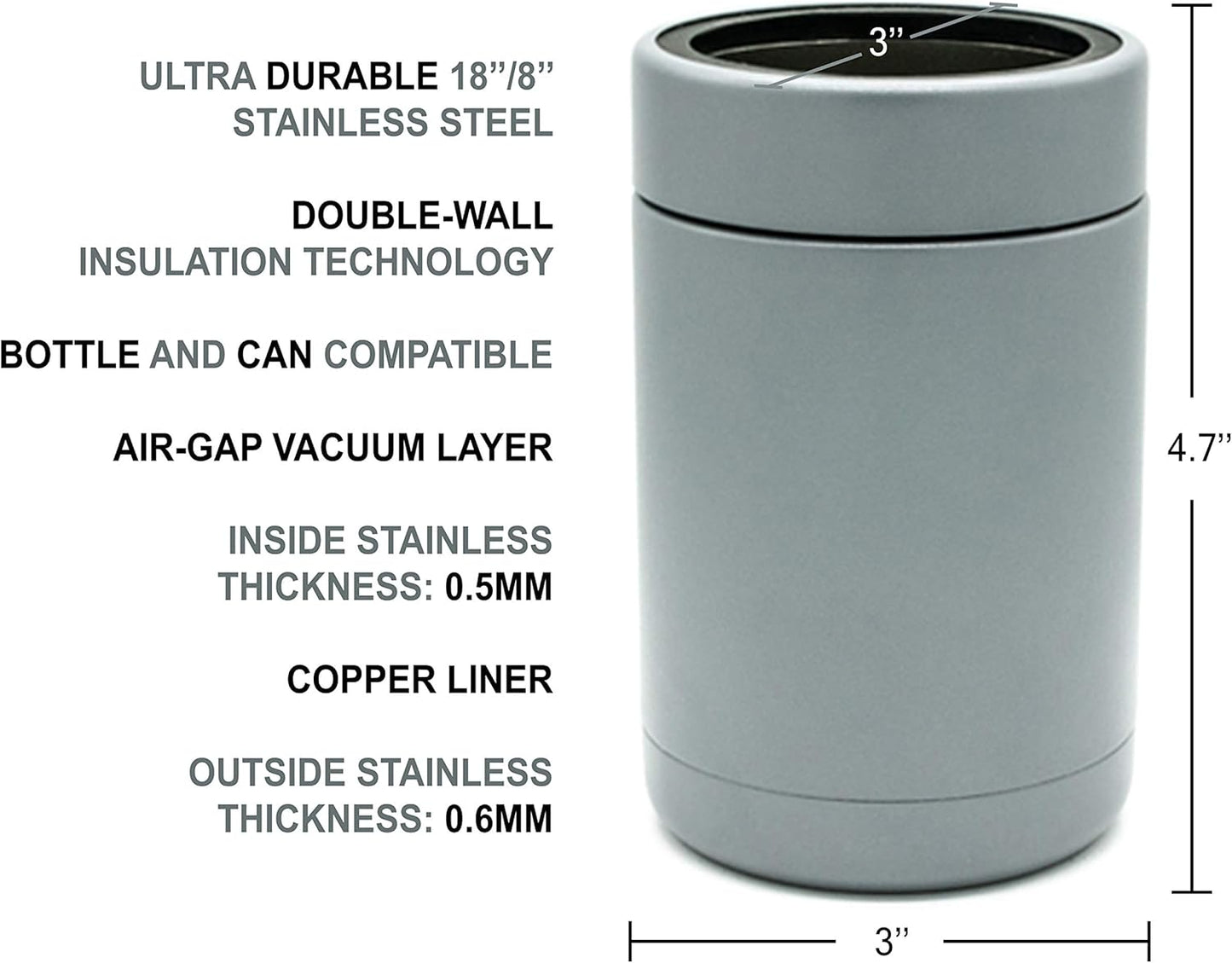 Tahoe Trails 12 oz Stainless Steel Double Wall Vacuum Insulated Can Cooler (Blue)