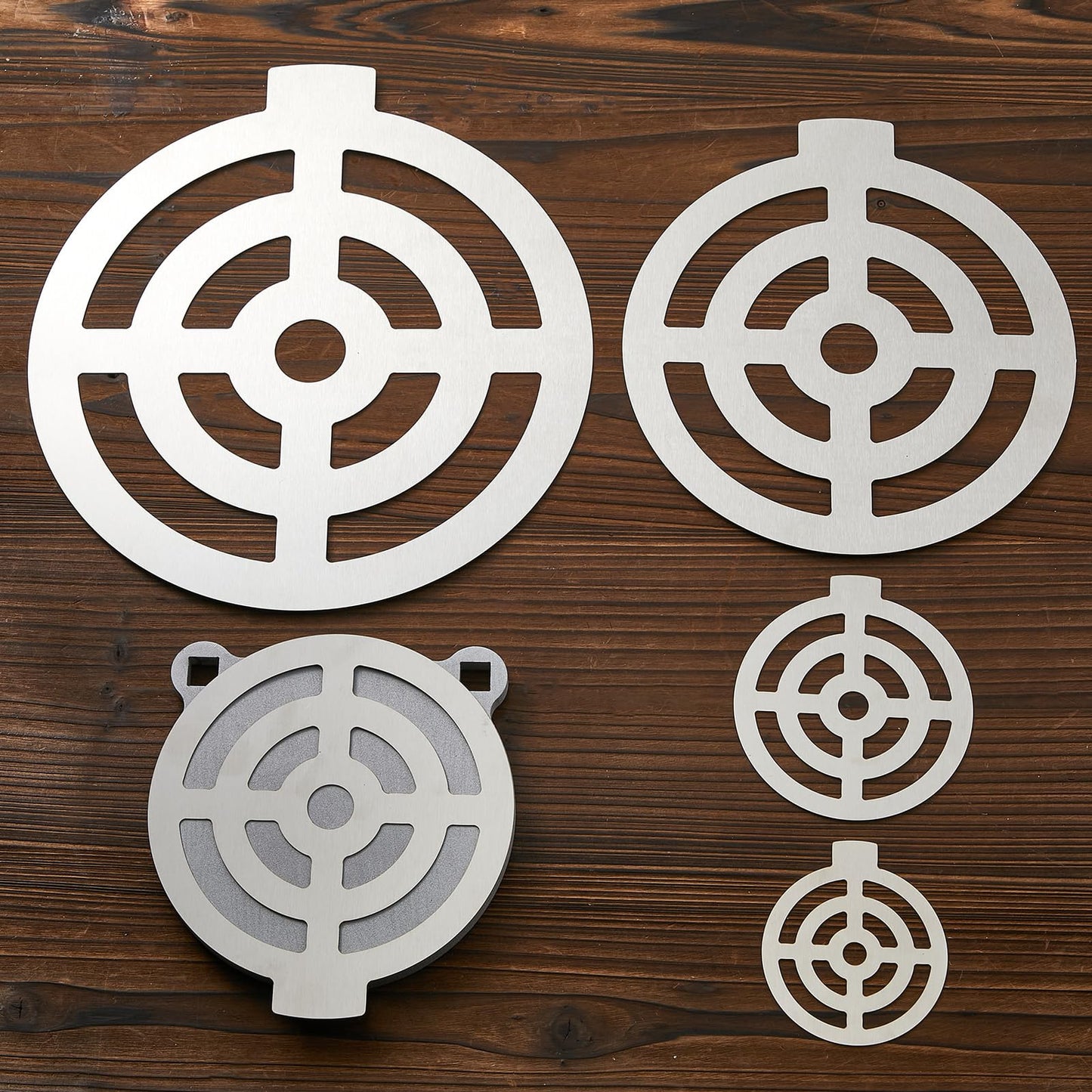 Jenaai 5 Pcs Steel Target Painting Stencils 3, 4, 6, 8, 10 Inches AR500 Steel Shooting Target Stand Kit for Shooting Targets Gong Target Painting