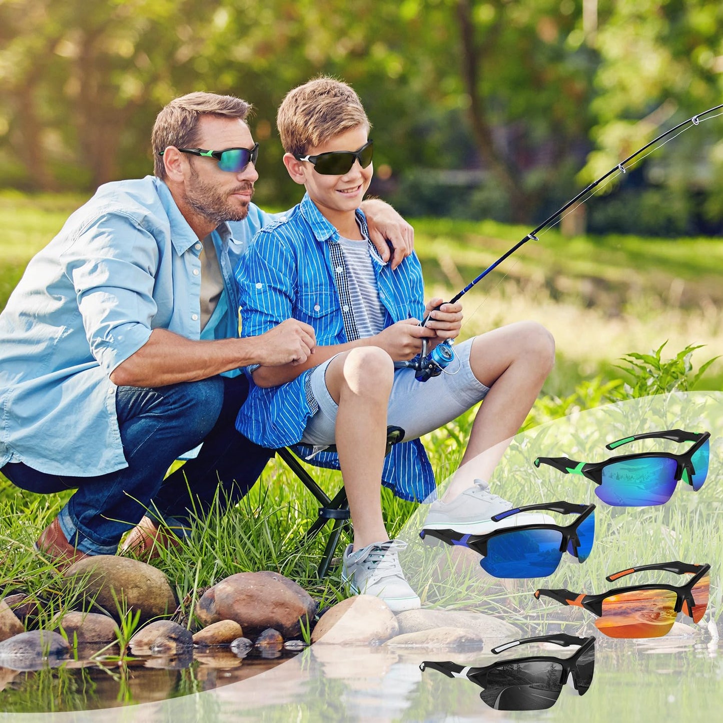 GGSTDDUP 4 Pack Polarized Sports Sunglasses for Men Women Baseball Cycling Running Fishing UV Protection Sun Glasses Lightweight Half Frame Goggles