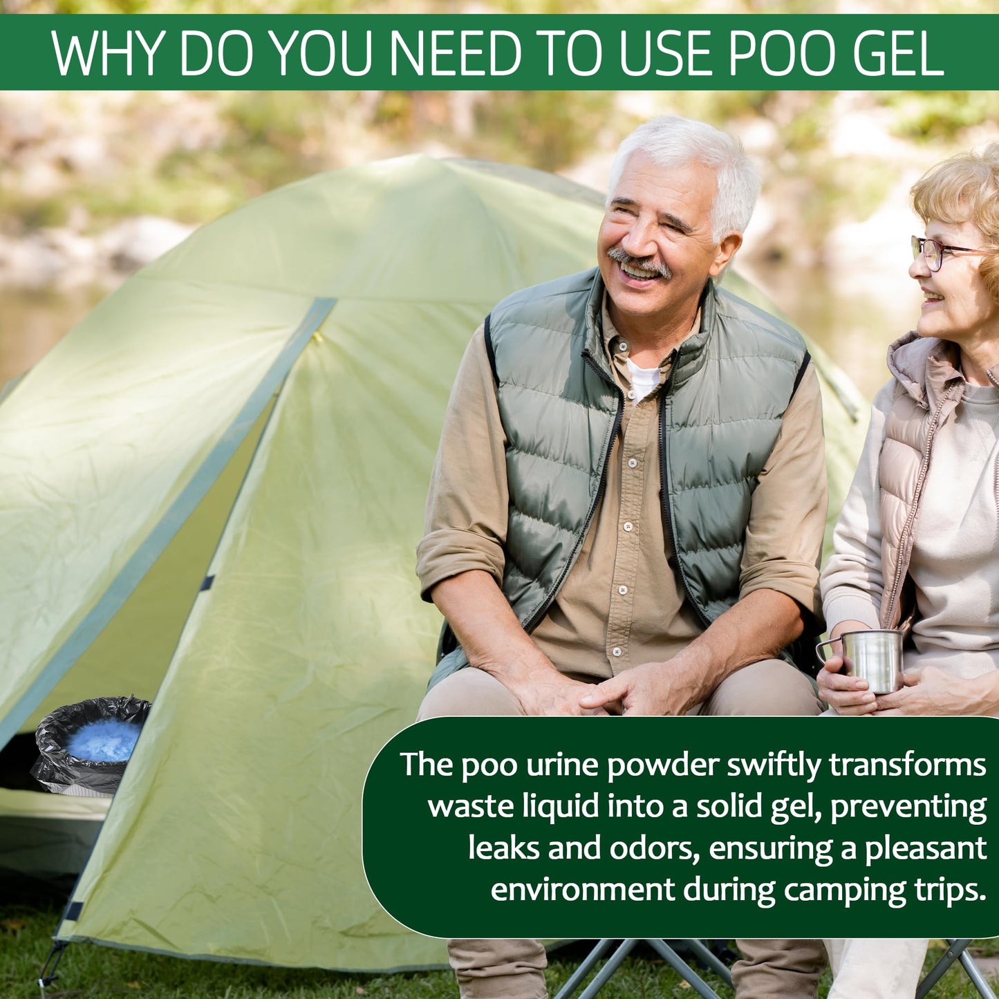 Aussio 30pcs Portable Toilet Absorbent Gel with 40pcs 6 Gallon Camping Toilets Bags, Poo Urine Powder for Hiking, Poos Gel for Portable Toilets, Camping Toilet Gesl Poo Powder for Outdoor Use