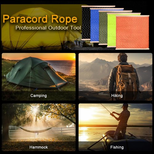 CooBigo Paracord Rope 1000 lb 4mm 12 Strand Parachute Cord 100ft Reflective Black Paracord for DIY Weave Bracelet/Lanyards Tent Camping Hiking Survival or Others Outdoor Gear