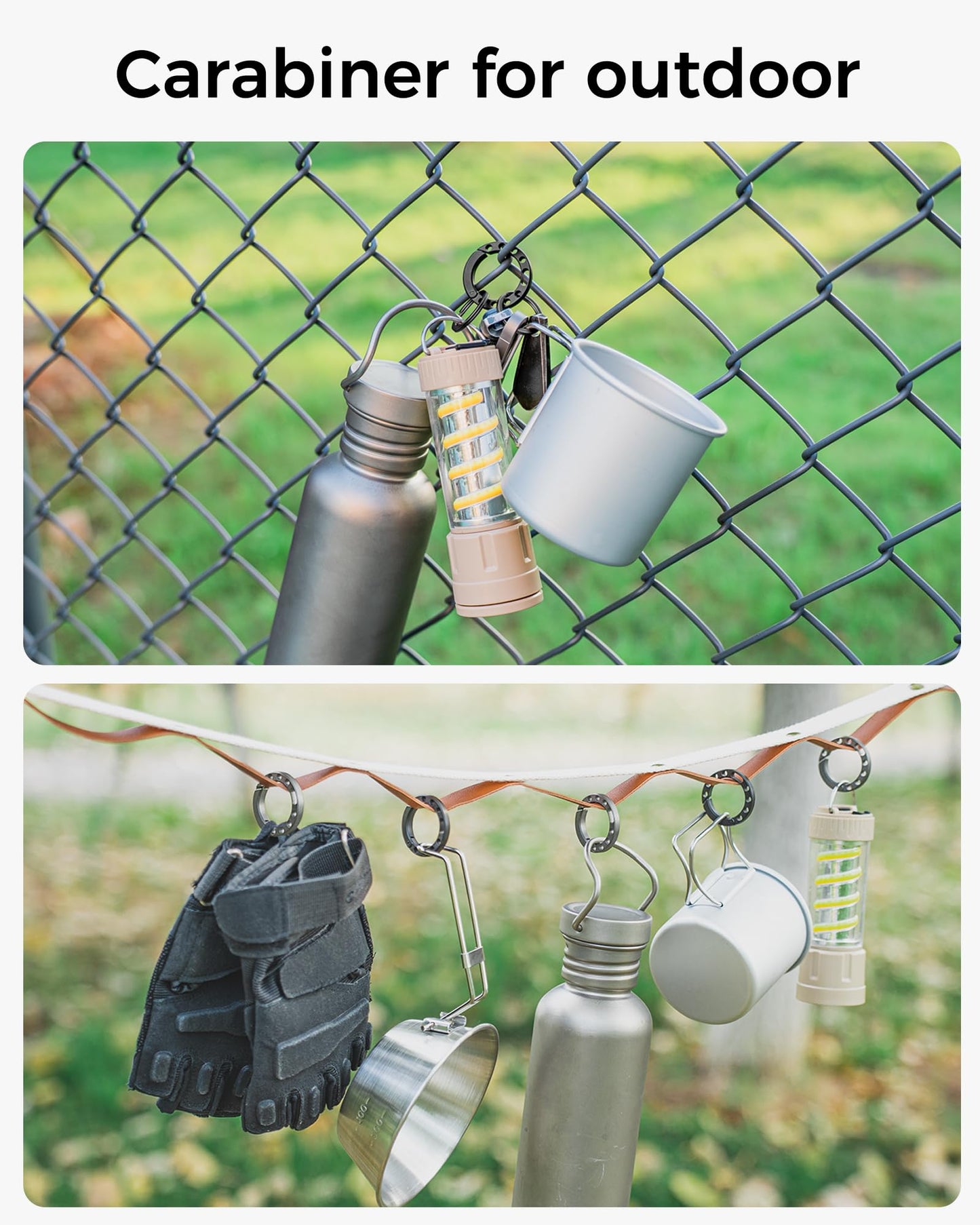 IUMIUN Titanium Circle Small Keychain Carabiner Clip with 2pcs 25mm/1inch Stainless Steel Key Rings, Quick Release Keychain for Men, Multi-Hole Design