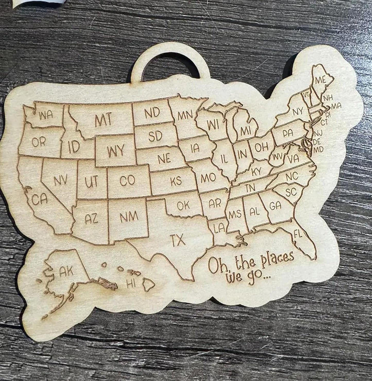 QENWWENG Oh the Places We Go US Travel Check Off Map,Wooden Where I've Been Wall Sign,United States Travel Adventure Ornament,USA 50 states Map