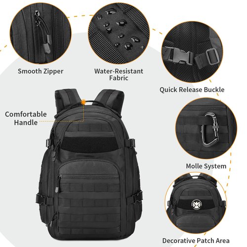 CamGo Tactical Backpack 28L MOLLE Hiking Daypack Small Miltary Bug Out Bag Army Rucksack for Outdoor Sport Motorcycle Travel