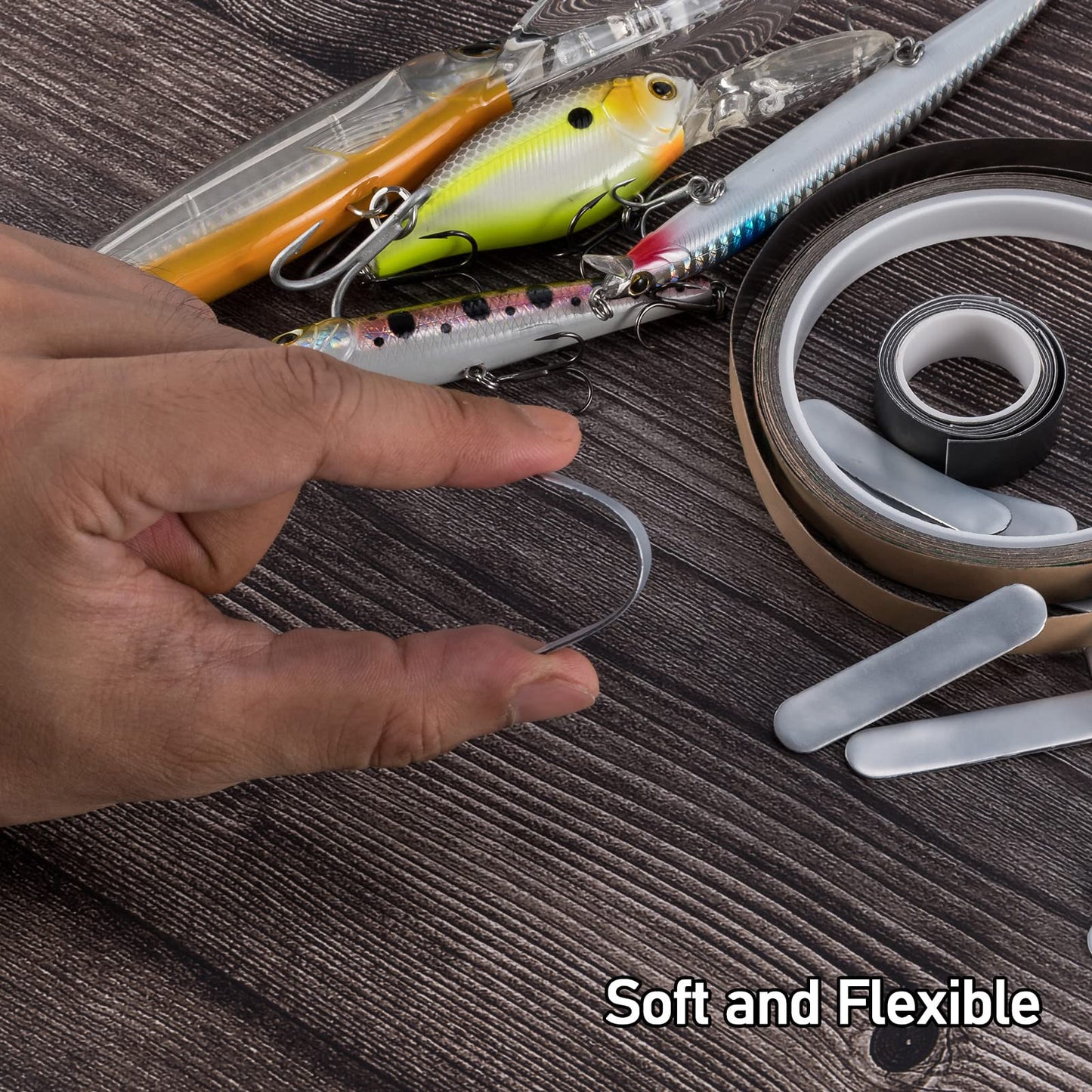 Alwonder Adhesive Weights Strips Paddles for Fishing Lures Add Weight Lead Tape Strips Roll to Suspending Crankbaits Fishing Adhesive Sinkers Stick Weights for Hardbait Jerkbaits Topwater Lures 0.47in