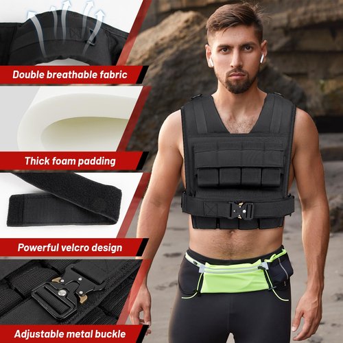 Weighted Vest Men 26lbs | 35lbs | 45lbs, Weighted Workout Vest With Removable Iron Weights, Weight Vest for Men and Women, Heavy Duty Weighted Exercise Vest for Strength Training Running Walking