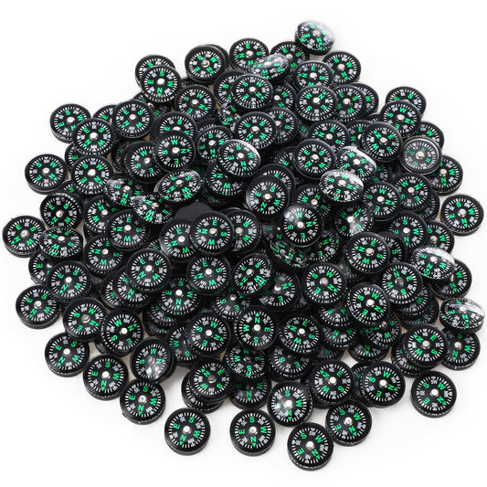 Kanayu 200 Pcs 20 mm Mini Compass Black Pocket Sized Survival Button Compass Bulk for Camping Hiking Touring Backpacking Boating Outdoor Activities
