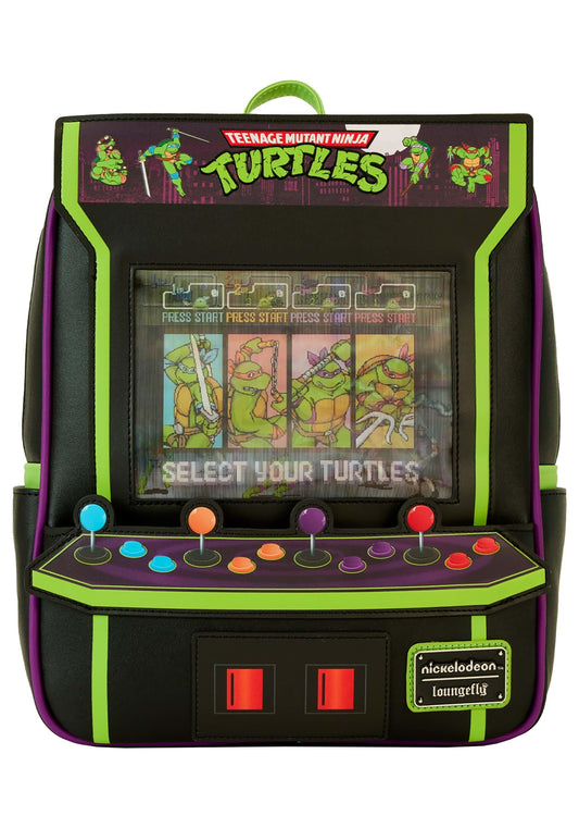 Loungefly Teenage Mutant Ninja Turtles 40th Anniversary Vintage Arcade Mini Backpack, Black/Charcoal, Taglia unica