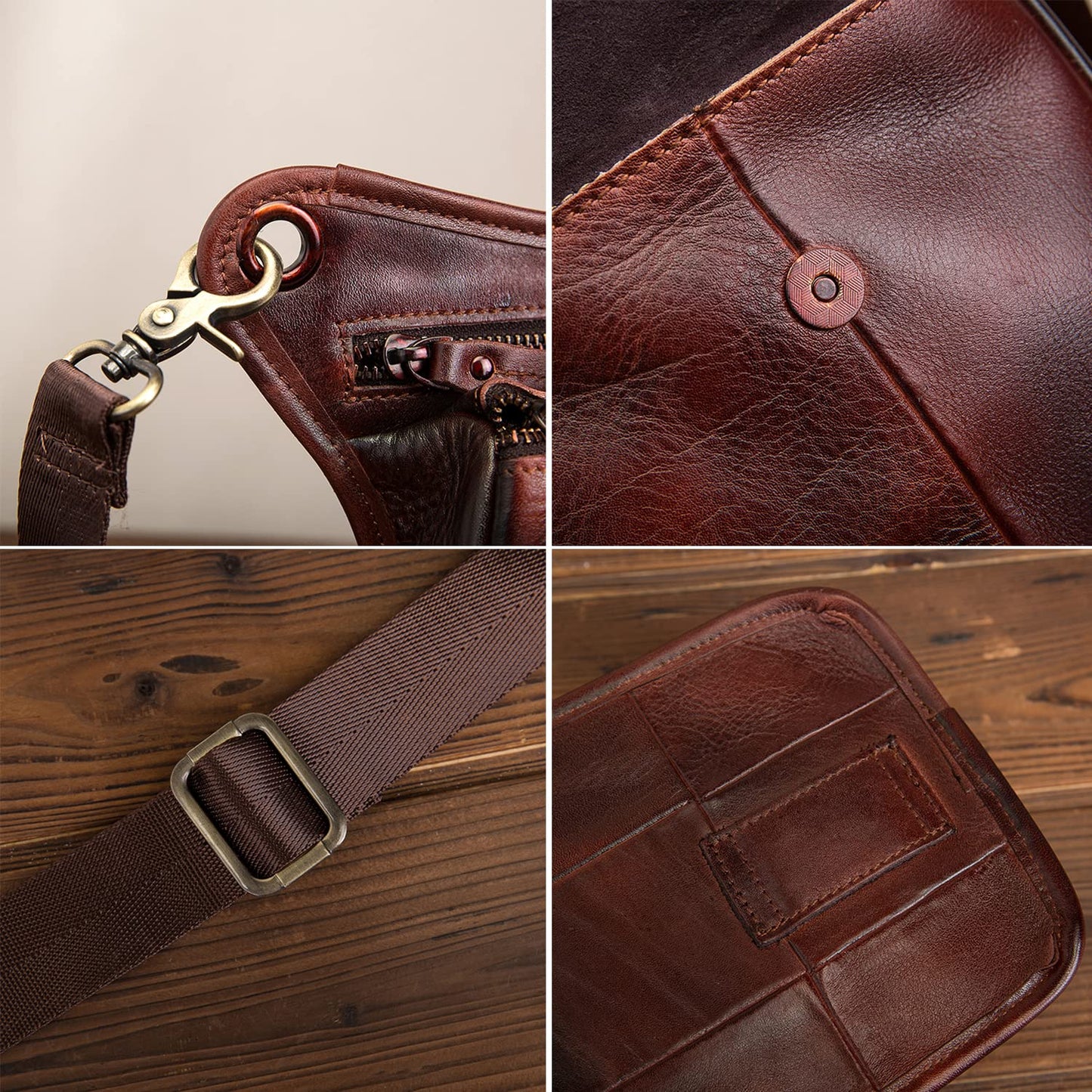 Hiking Waist Pack Leather Drop Leg Bag for Women Men Motorcycle Bike Outdoor Travel Sports Tactical Riding Camping Belt Bum Pouch Small Shoulder Bag (#05Burgundy)