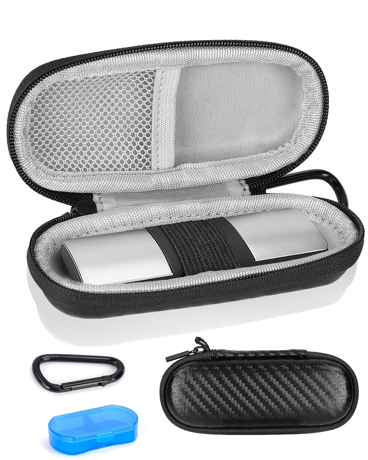 Glamgen Case for Kardiamobile EKG Monitor, Compatible with Kardia Mobile EKG Heart Monitor, Hard Travel Box for Alivecor Kardiamobile 6L & 6L Max, Pill Box and Carabiner Clip Included