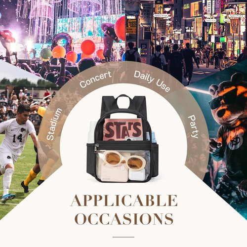 Missnine Clear Mini Backpack Stadium Approved, Thick PVC Mini Clear Bag for Sport Events, Concert, Festival