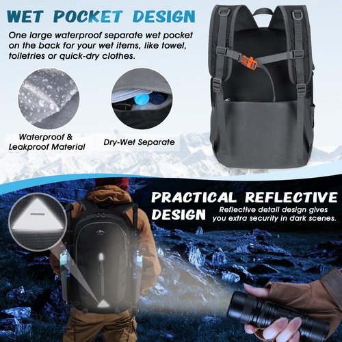 RAINSMORE Hiking Backpack 40L Lightweight Backpack Packable Backpack Water Resistant Hiking Daypacks Hiking Bag Men Women for Camping Climbing Travel Sport