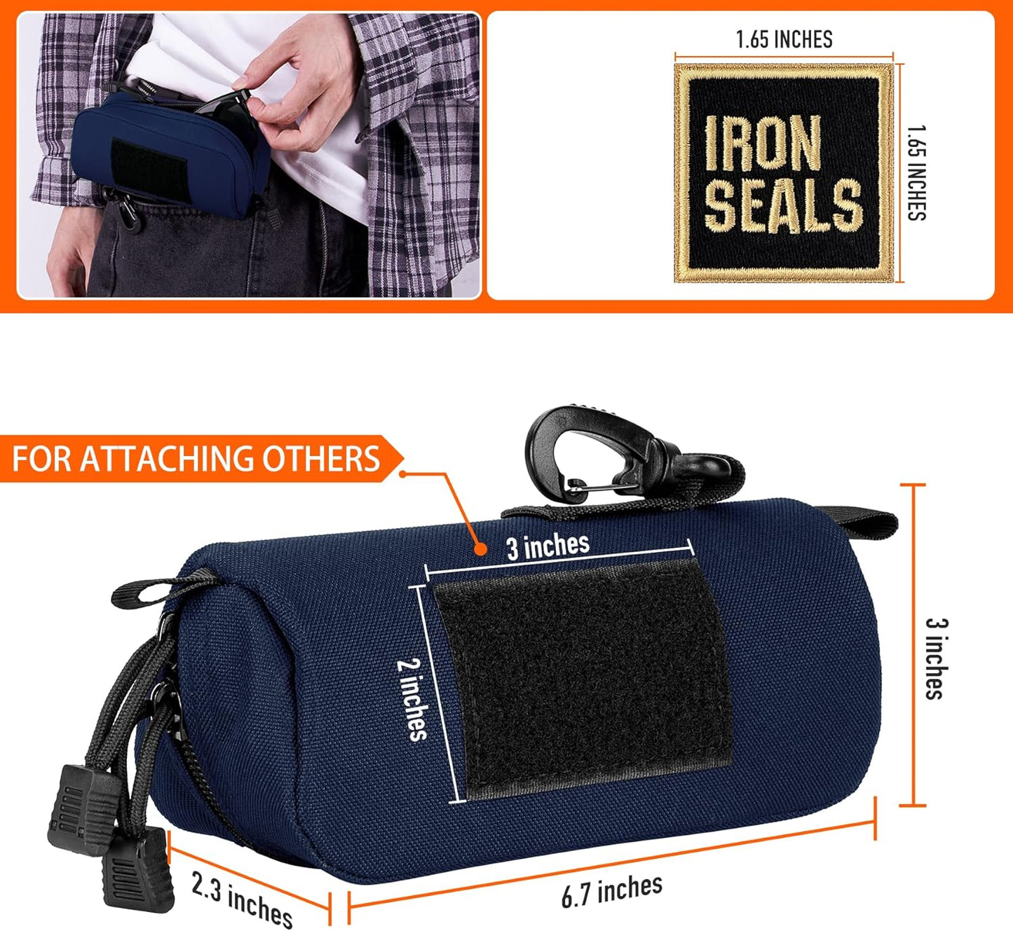 IronSeals Extra Large Tactical Molle Sunglasses Case Anti-Shock Semi-hard Clamshell Glasses Case, X-Large