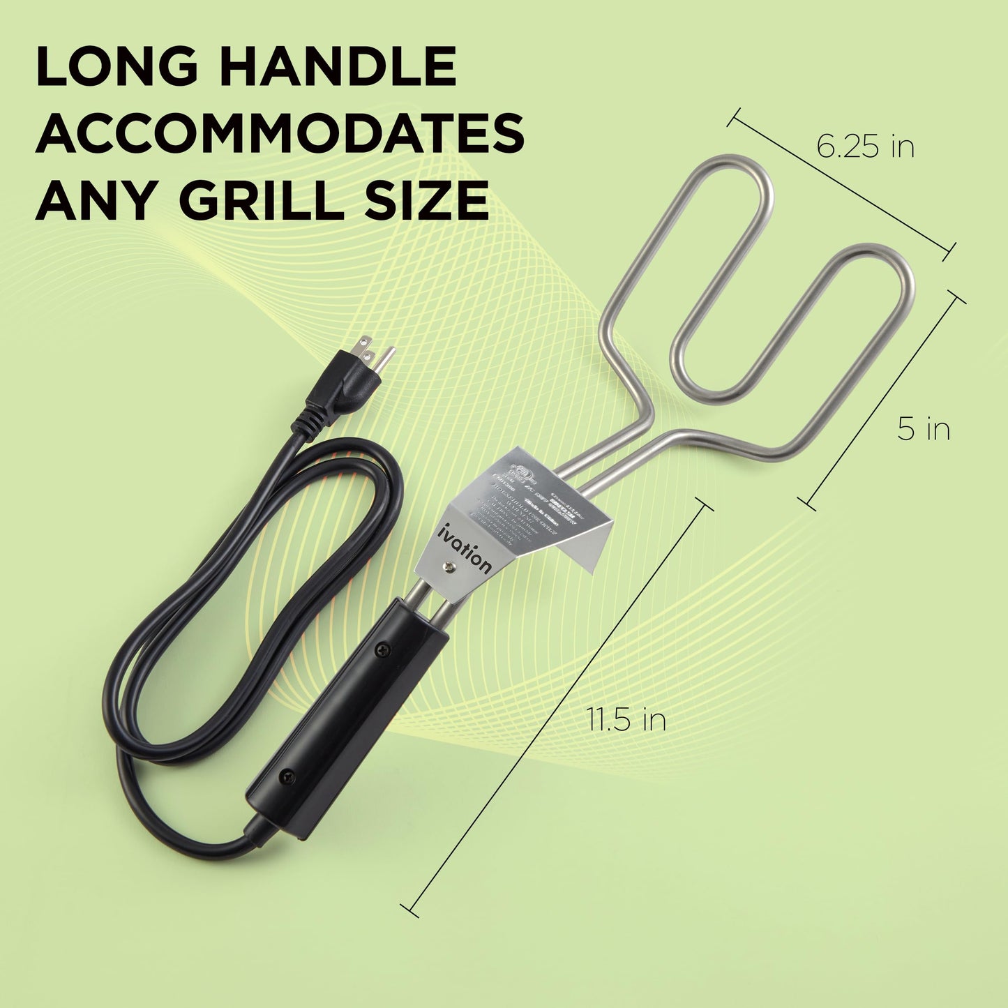 Ivation Premium 500W Electric Charcoal Starter (Small) – Quickly Ignite BBQ Grills Without Lighter Fluid or Matches – Double-Ring Design with Longer, Angled Handle Safely Heats in Just 6 Minutes