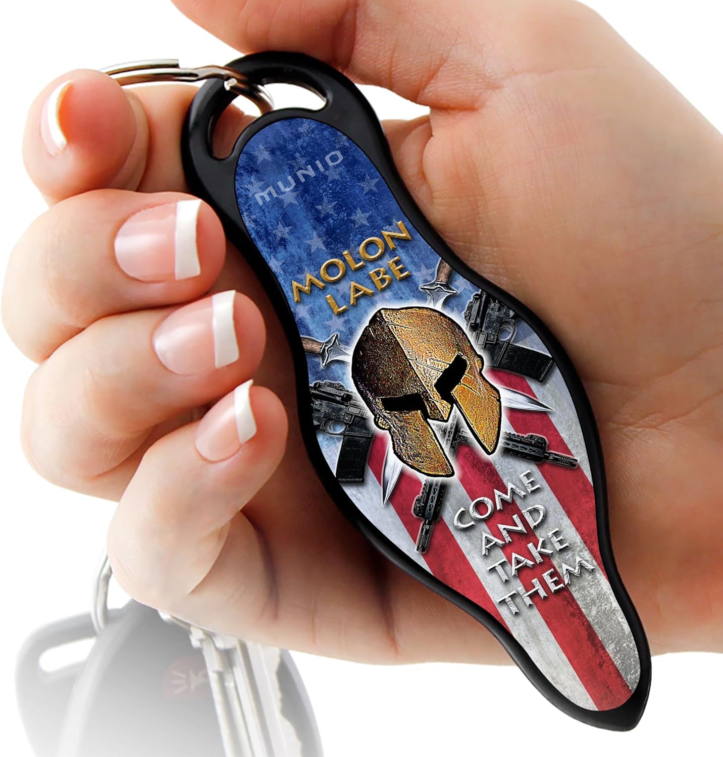 MUNIO Self Defense Keychain – Lightweight, Stylish & Portable Safety Tool for Women & Men – Non-Lethal Kubotan, Easy to Use, TSA Approved – Made in USA