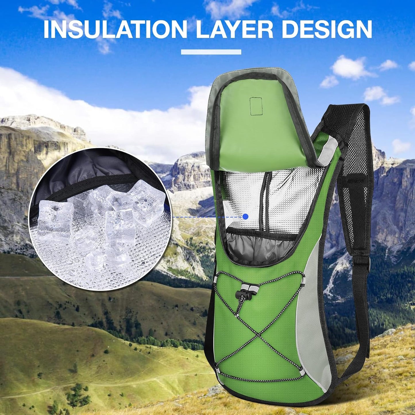 KUYOU Running Hydration Vest - Lightweight Insulated Hydration Backpack with 2L Water Bladder, Adjustable Chest Straps and Reflective Water Backpack for Trail Running Marathon Race Hiking Cycling