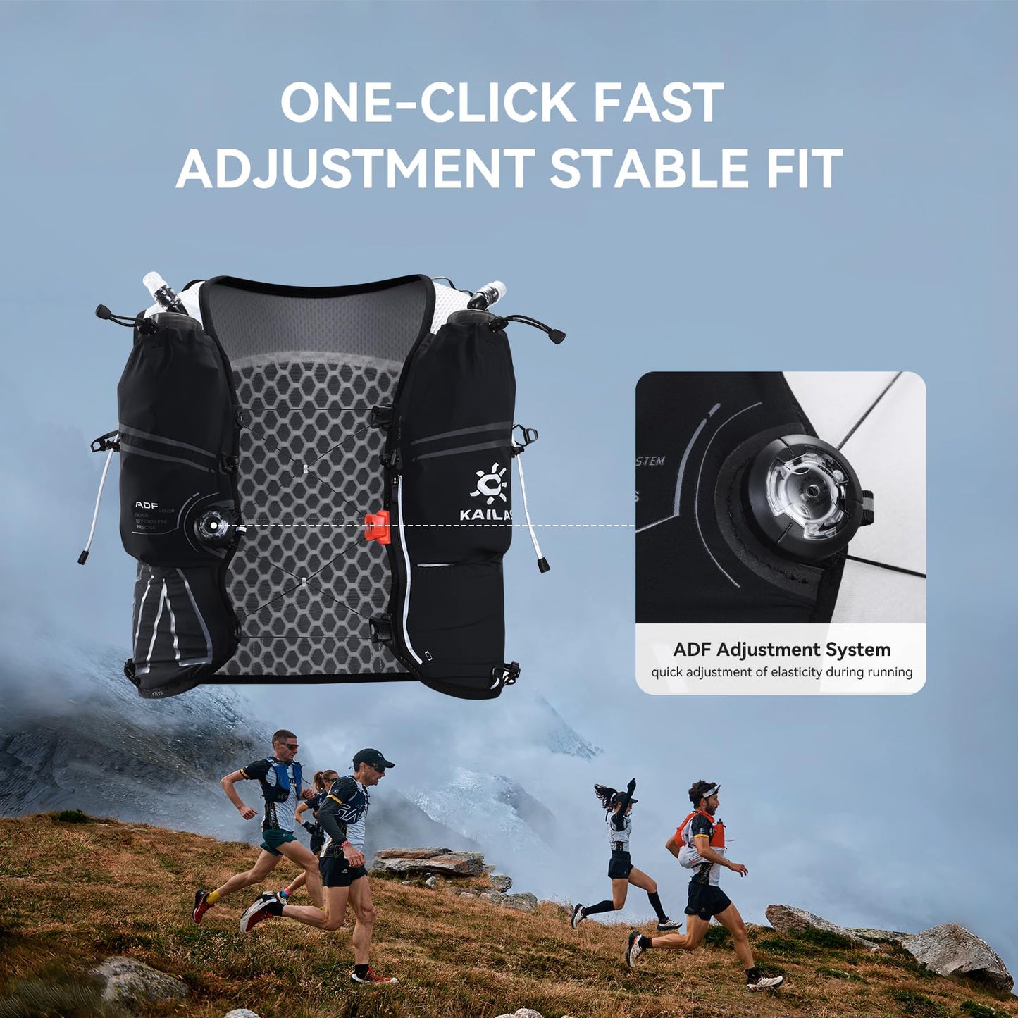KAILAS FUGA AIR 5 Ⅳ Running Hydration Vest Hydration Pack Lightweight with Two TPU Water Bladders for Women Men Trail Cycling Hiking Black M